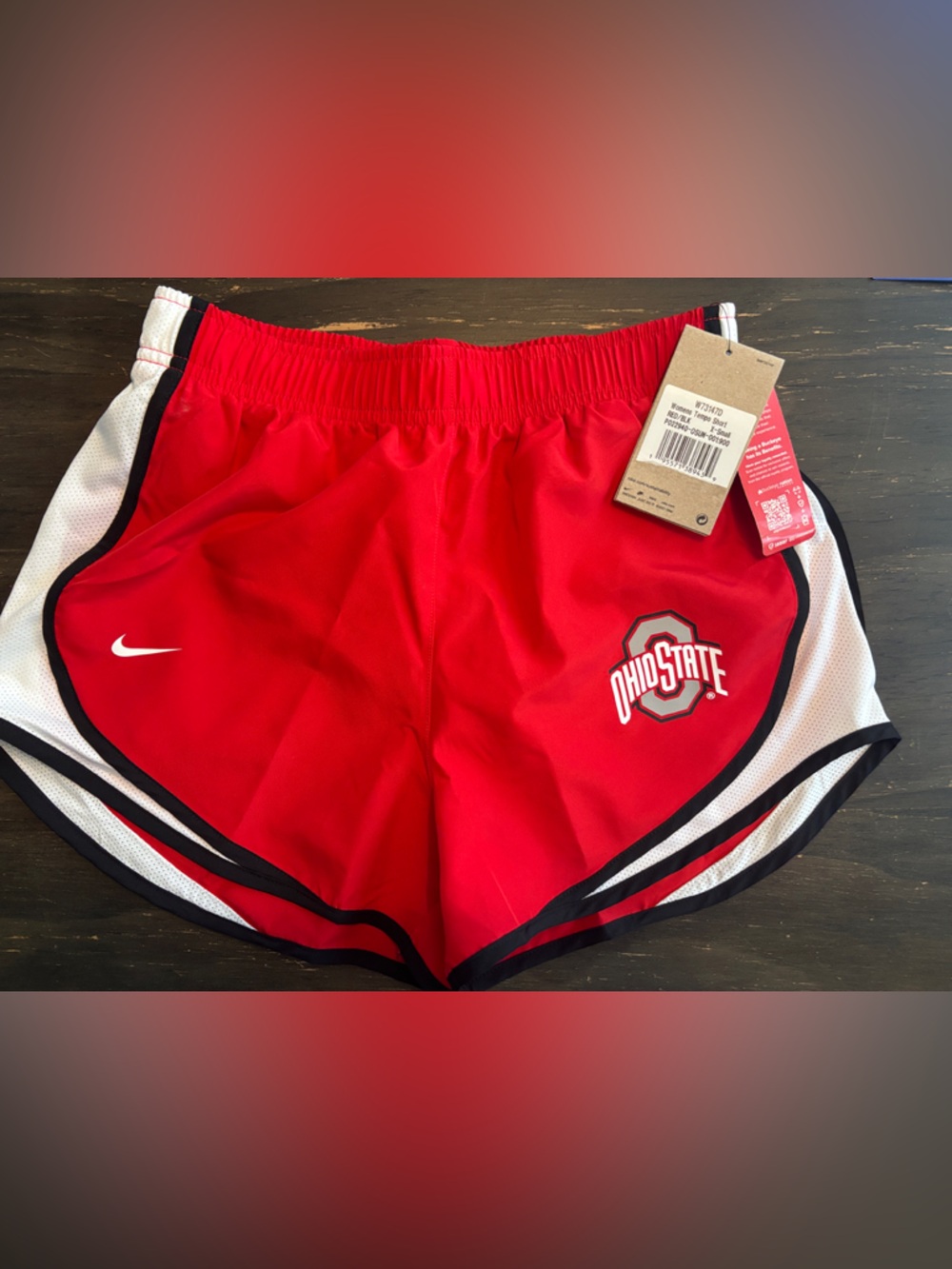 Nike Red Ohio State Women's Athletic Shorts with White & Black Trim